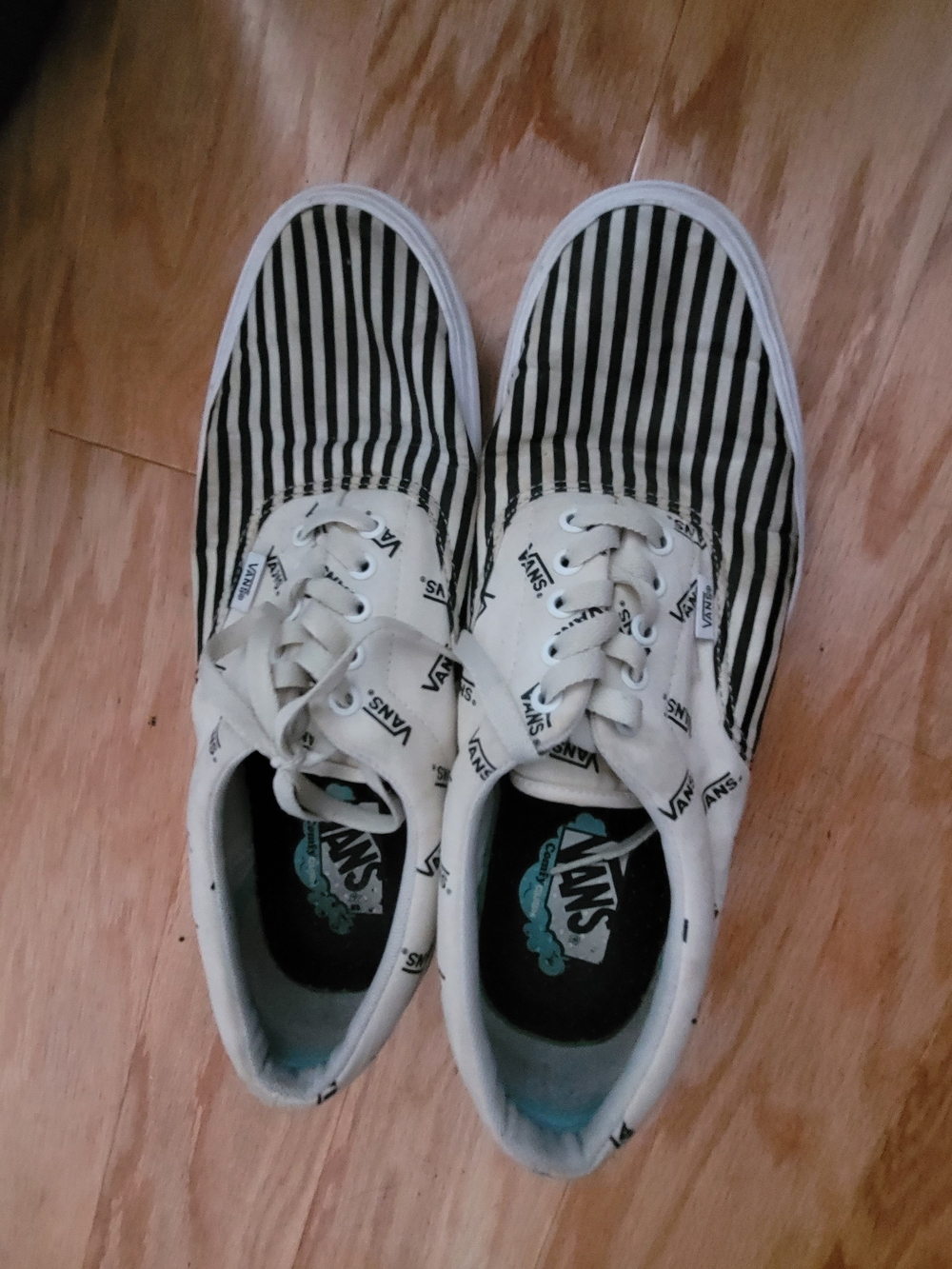 Vans Classic Black & White Stripe Lace-Up Sneakers
